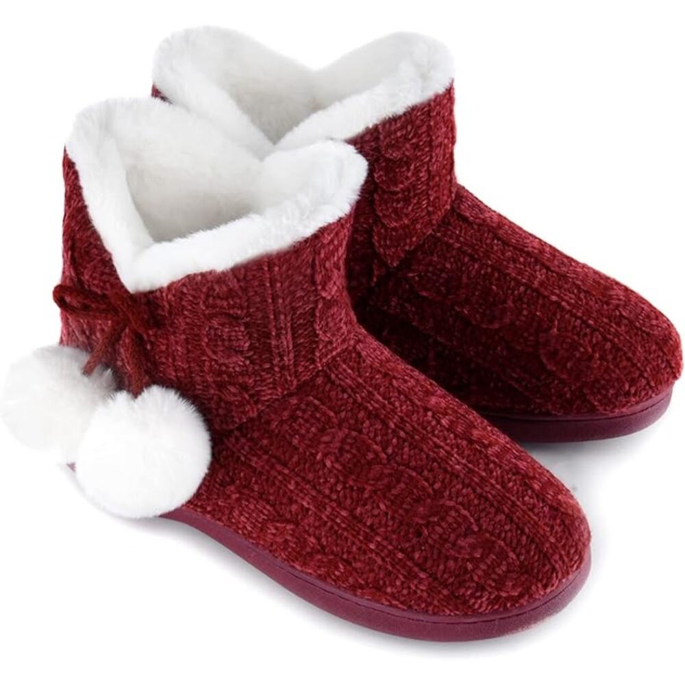 1914 NIP DL Womens-Warm-House-Bootie-Slippers Fluffy Cute For Winter Comfy Cable